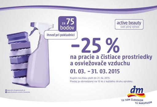 ZĽAVA 25 % NA PRACIE A ČISTIACE PROSTRIEDKY A OSVIEŽOVAČE VZDUCHU