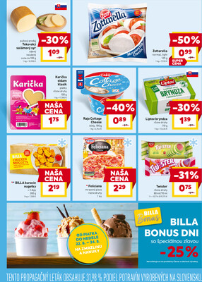 Billa od 20.8. do 26.8.2025