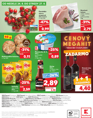 Kaufland 21.8. - 27.8. - Kaufland Vranov nad Topľou