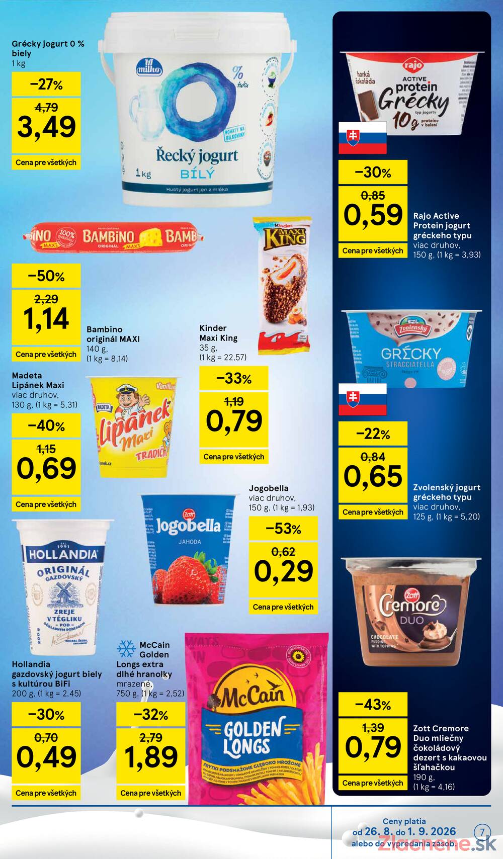Tesco supermarkety od 26.8. do 1.9.2026