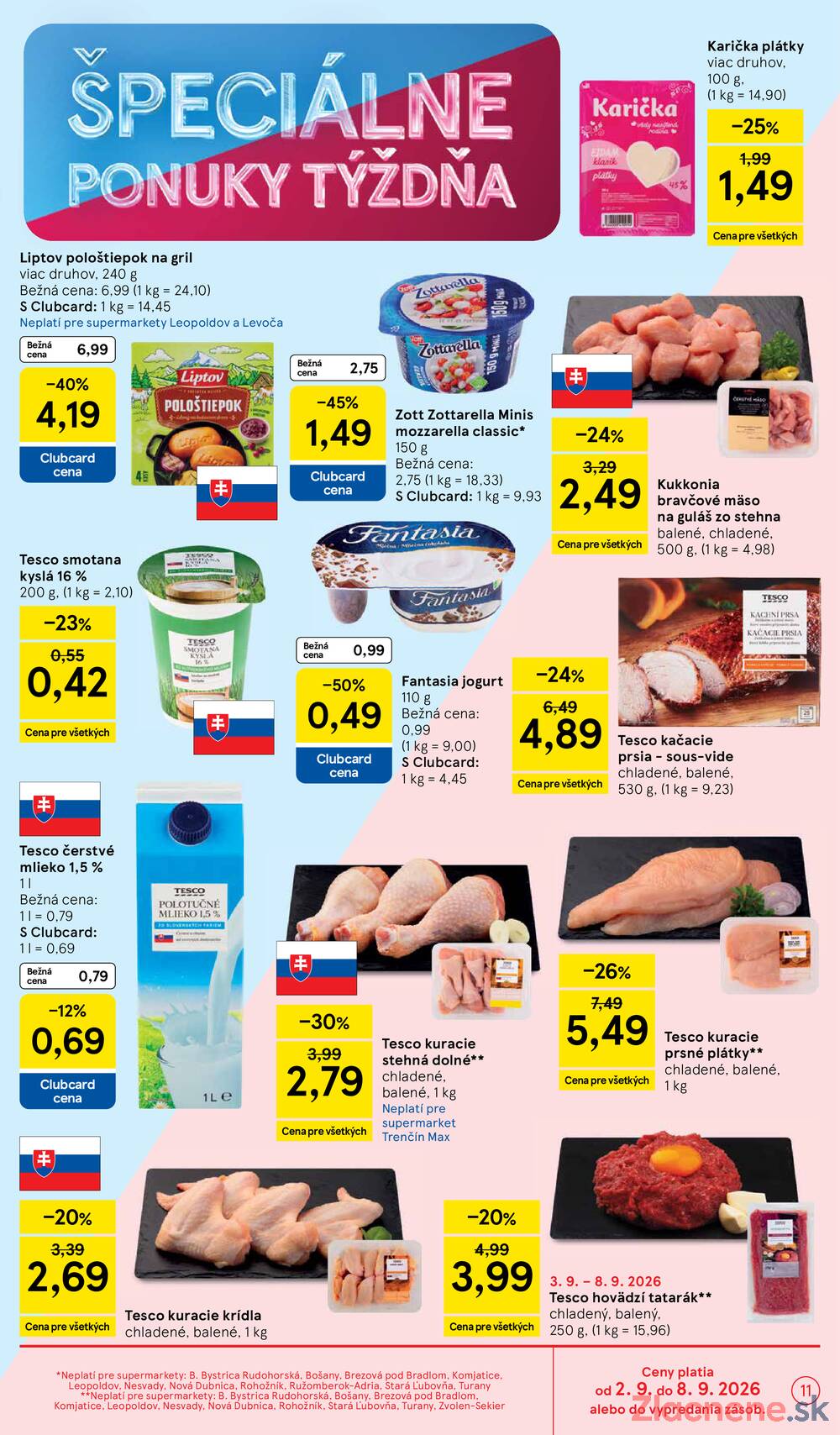 Tesco supermarkety od 2.9. do 8.9.2026
