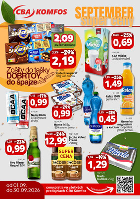 Leták CBA Komfos September