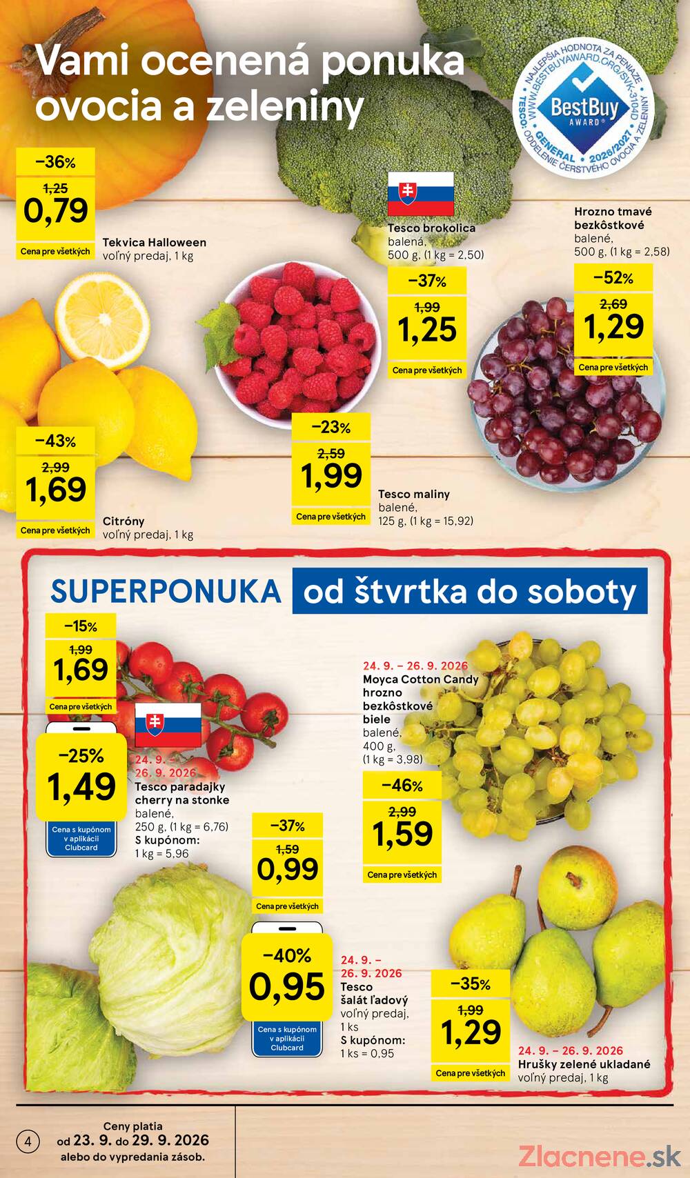 Tesco supermarkety od 23.9. do 29.9.2026