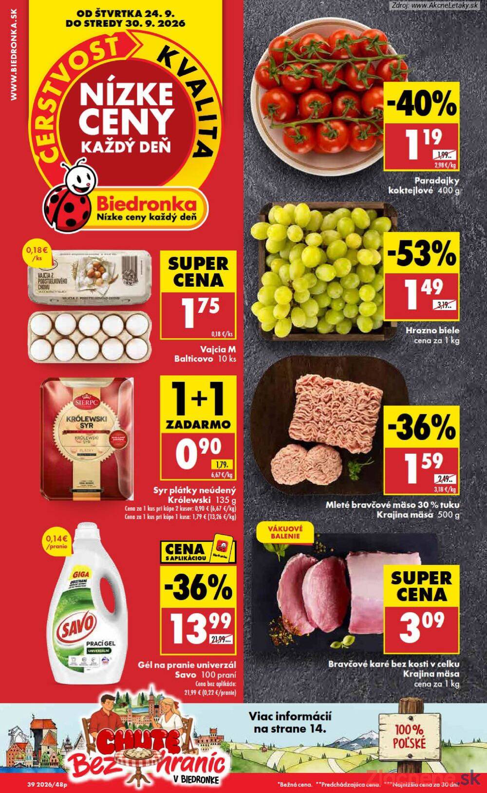 Leták Biedronka - Biedronka do 30.9. - strana 1 Leták Biedronka - Biedronka do 30.9. - strana 1