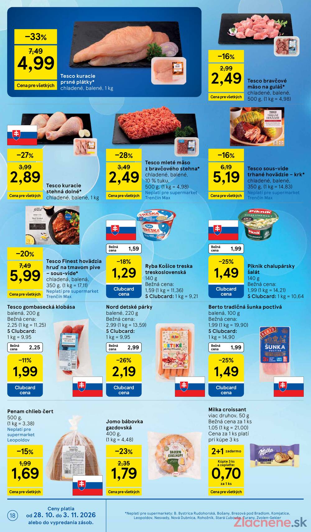 Tesco supermarkety od 28.10. do 3.11.2026