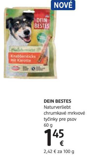 DEIN BESTES Naturverliebt chrumkavé mrkvové tyčinky pre psov, 60 g