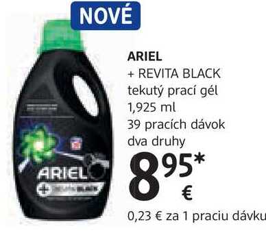 ARIEL + REVITA BLACK tekutý prací gél 1,925 ml 39 pracích dávok, dva druhy 