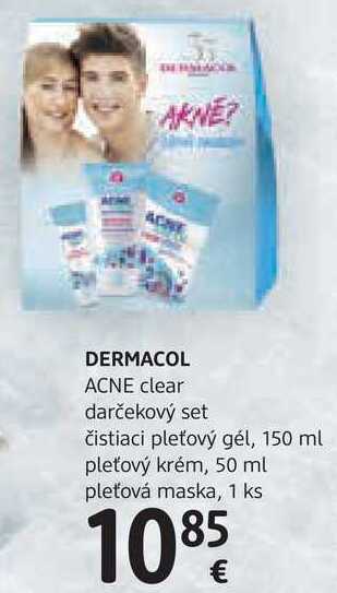 DERMACOL ACNE clear darčekový set - čistiaci pleťový gél, 150 ml pleťový krém, 50 ml pleťová maska, 1 ks