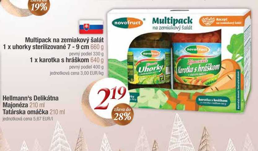 Multipack na zemiakový šalát 1 x uhorky sterilizované 7 - 9 cm 660 g