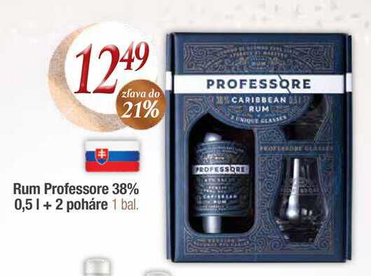Rum Professore 38% 0,5 l + 2 poháre 1 bal