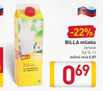 BILLA mlieko 1 l