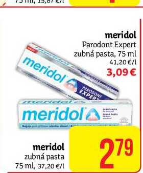 meridol Parodont Expert zubná pasta, 75 ml 41,20€/1 3,09 € meridol zubná pasta 75 ml, 37,20 €/ 2,79  €