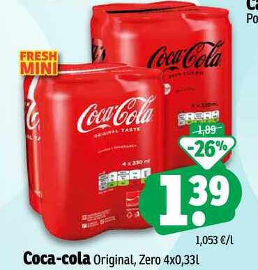Coca-cola Original, Zero 4x0,33l