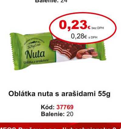 Oblátka nuta s arašidami 55 g