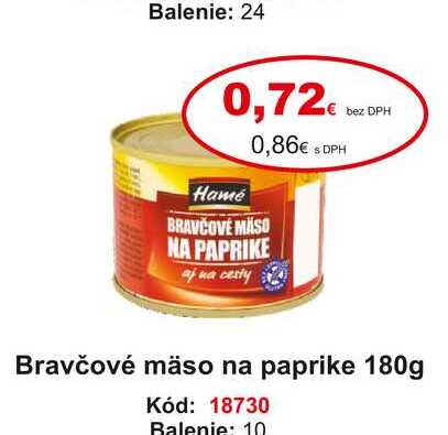 Bravčové mäso na paprike 180g