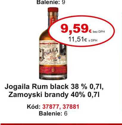 Jogaila Rum black 38 % 0,7 l
