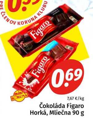 Čokoláda Figaro Horká, Mliečna 90 g 