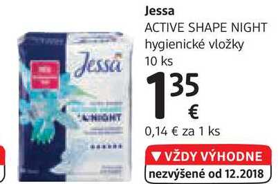 Jessa ACTIVE SHAPE NIGHT hygienické vložky, 10 ks
