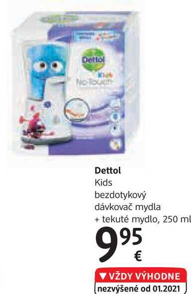 Dettol Kids bezdotykový dávkovač mydla + tekuté mydlo, 250 ml