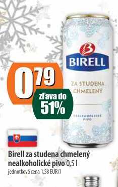 Birell za studena chmelený nealkoholické pivo 0,5 l