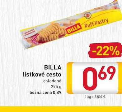   BILLA lístkové cesto chladené 275 g 