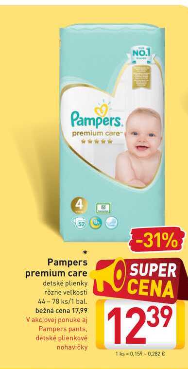  Pampers premium care detské plienky  44-78 ks