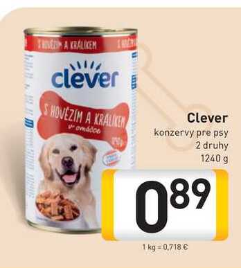 Clever konzervy pre psy 2 druhy 1240 g