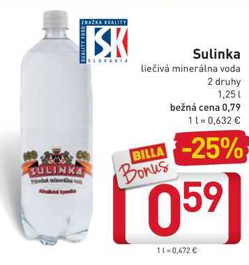 Sulinka liečivá minerálna voda 2 druhy 1,25 l