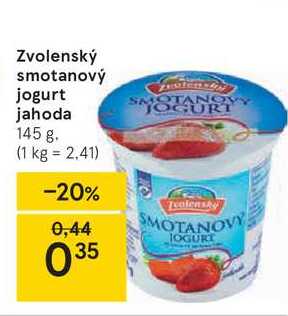 Zvolenský smotanový jogurt jahoda, 145 g