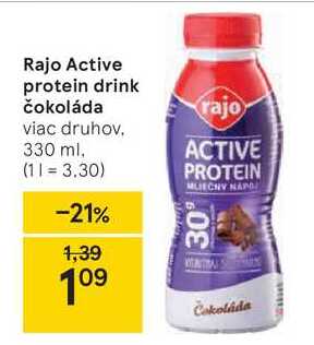 Rajo Active protein drink čokoláda, 330 ml