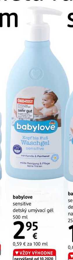 babylove sensitive detský umývací gél, 500 ml 