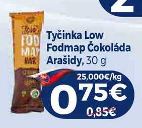 Tyčinka Low Fodmap Čokoláda Arašidy, 30 g
