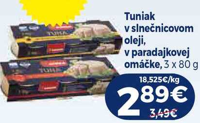 Tuniak v slnečnicovom oleji, v paradajkovej omáčke, 3 x 80 g