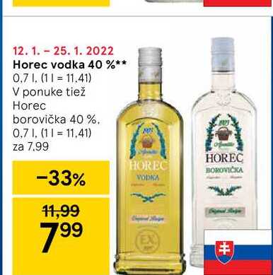 Horec vodka 40 %, 0,7 l