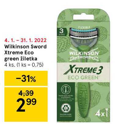 Wilkinson Sword Xtreme Eco green žiletka, 4 ks