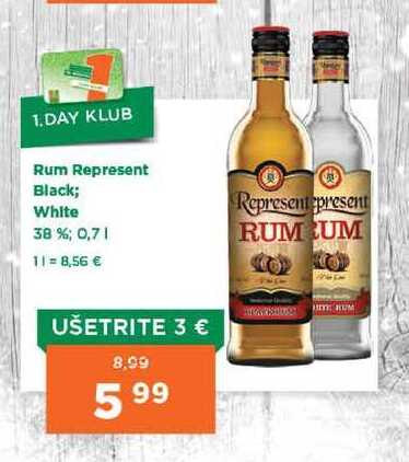 Rum Represent Black; White 38 %; 0,7l 
