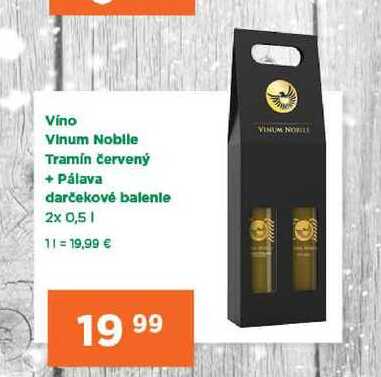 Vino Vinum Nobile Tramin Červený + Pálava darčekové balenle 2x 0,5 l