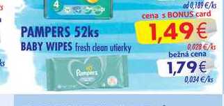 PAMPERS BABY WIPES fresh clean utierky 52 ks 