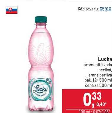Lucka pramenitá voda perlivá, jemne perlivá 500ml