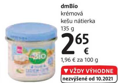 dmBio krémová kešu nátierka, 135 g