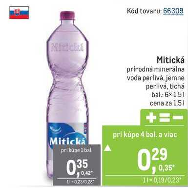 Mitická prirodná minerálna voda perlivá, jemne perlivá, tichá 1,5l v ...