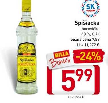 Spišiacka borovička 40%,0.7 l