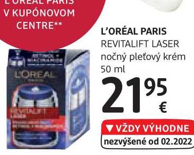 L'ORÉAL PARIS REVITALIFT LASER nočný pleťový krém, 50 ml