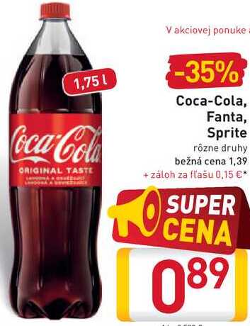  Coca-Cola, Fanta, Sprite  1,75 l