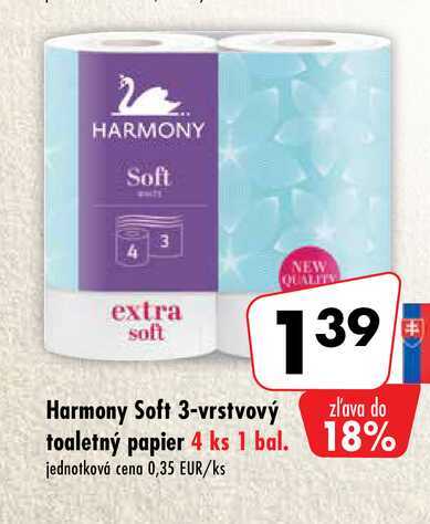 Harmony Soft 3-vrstvový toaletný papier 4 ks