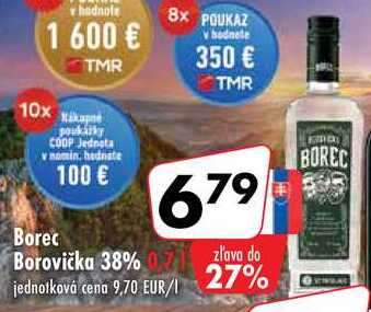 Borec Borovička 38% 0,7 l