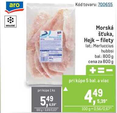 Morská šťuka, Hejk - filety lat.: Merluccius hubbsi bal.: 800 g