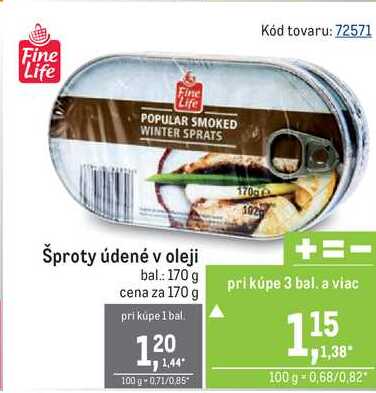Šproty údené v oleji bal: 170 g