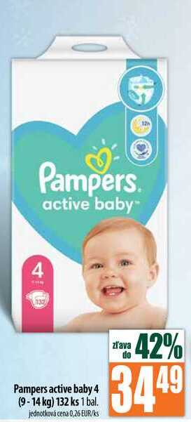 Pampers active baby 4 (9-14 kg) 132 ks