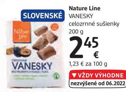 Nature Line VANESKY celozrnné sušienky, 200 g